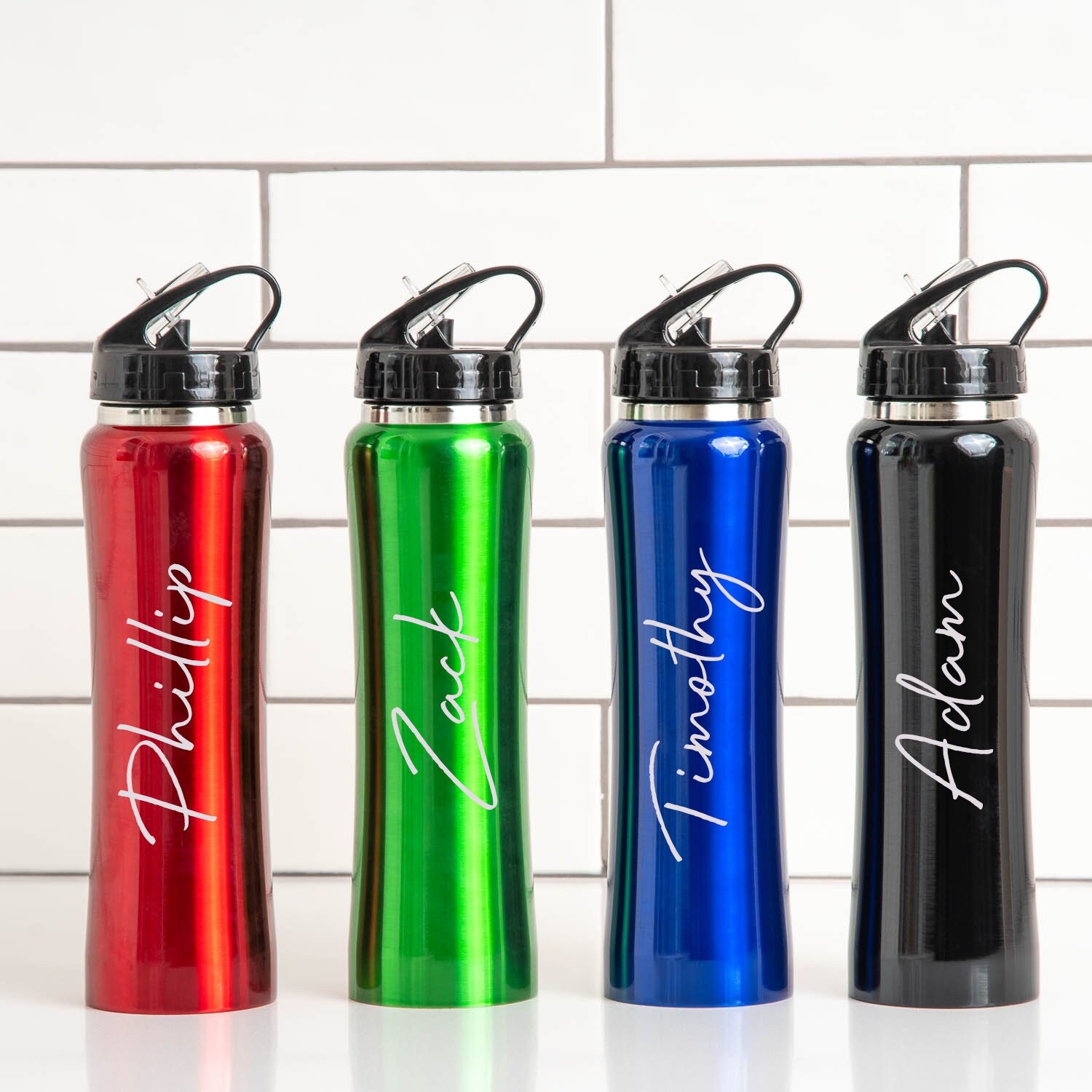 Personalised Large Name Sports Style Thermos Water Bottle Metal Gifts Ideas For Back To School Kids Children Gym Football PE P.E Boys Girls
