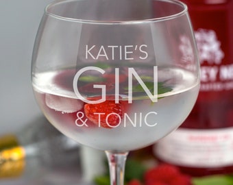 Personalised Gin And Tonic Balloon Glass G & T Gifts Ideas Presents For Her Him Mum Dad Mothers Fathers Day Christmas Birthday
