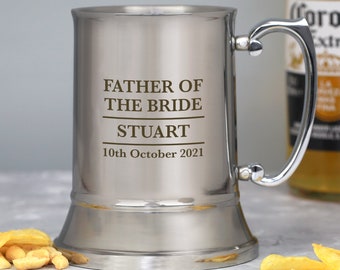 Personalised Father Of The Bride Stainless Steel Tankard Gifts Ideas For Wedding Favours Thank You Gifts Ideas Tokens Day Men Engraved Dad