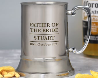 Personalisierte Vater der Braut Edelstahl Humpen Geschenke Ideen für Hochzeit Gefälligkeiten Danke Geschenke Ideen Tokens Day Männer graviert Dad