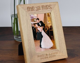 Cornice Foto Legno Per Anniversario Di Matrimonio - Incisione Frase Romantica, Formato 10x15 Cm, Idea Regalo Coppia