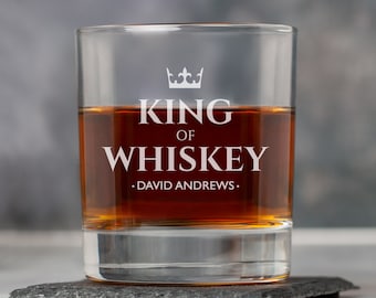 Personliga graverade King of Whiskey-glas, whiskyglas, presentidéer, presenter till män, pappa, hans jul, födelsedag, fars dag