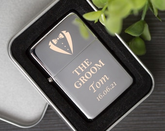 Personalised The Groom Silver Lighter Gifts Ideas For Wedding Favours Thank You Presents For Him Male Mens