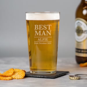 Vidrio de la pinta personalizada para el mejor hombre boda favorece gracias regalos ideas ideas fichas presenta ideas ideal