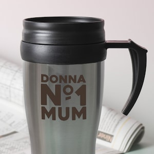 Personalised Stainless Steel No.1 Mum Travel Mug Thermal Thermos Tea Drinker Lover Mother dog walking Christmas Gifts Presents Dog Puppy