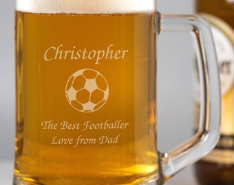 Personalised Football Glass Pint Stern Tankard Gifts Ideas Presents For Birthday 18th 21st 30th 40th Mens Him Dad Son