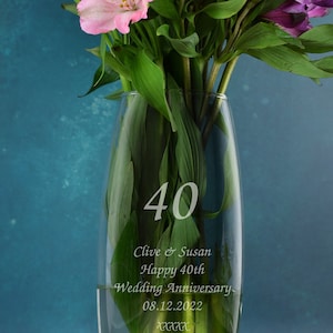 Personalised 40 Years Glass Bullet Vase