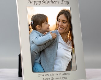 Personalised Any Message Silver Photo Frame 4x6 5x7 Gifts Ideas For Birthday Christmas Mothers Day Fathers Day New Baby Christening Engraved