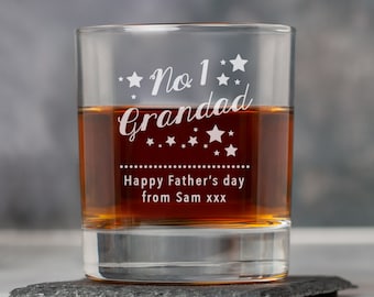 Personalised Engraved No.1 Grandad Glass Tumblers Gifts Ideas For Fathers Day Birthdays Christmas Best Worlds Greatest Father's Grandpa