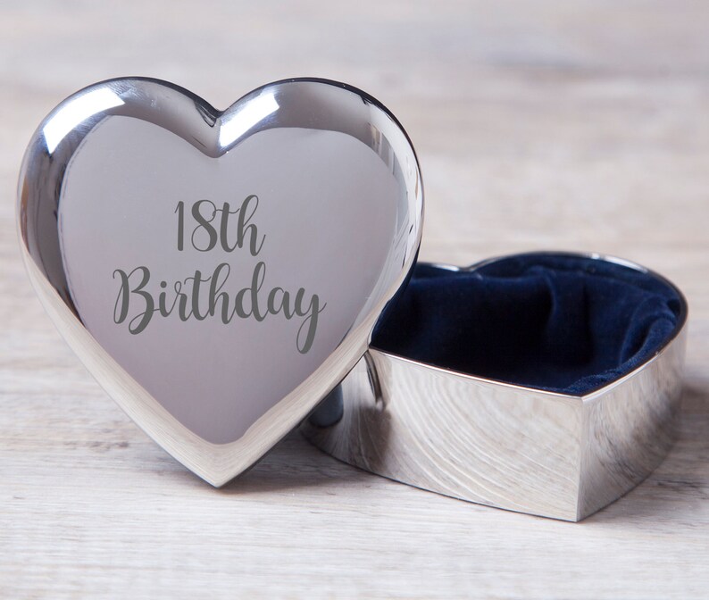 Jewelry Storage Engraved 18th Birthday Heart Silver Trinket Gifts Ideas Presents For Her Daughters Sister Friend Best Mate Jewellery Ear Rings Bracelets Jewelry