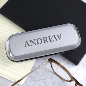 Personalised Name Glasses Case Hard Box Chrome Engraved Birthday Gifts For Grandad Presents Ideas Birthday Christmas Mothers Fathers Day