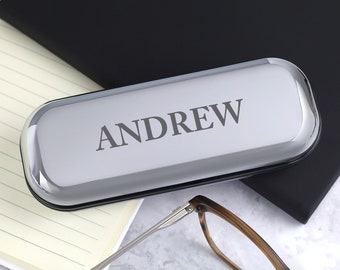 Personalised Name Glasses Case Hard Box Chrome Engraved Birthday Gifts For Grandad Presents Ideas Birthday Christmas Mothers Fathers Day