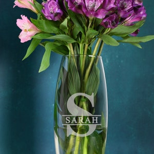 Personalised Name and Initial Bullet Vase Gifts Ideas For Wedding Anniversary Birthday Christmas Valentines Mothers Day Mum Wife Best Friend