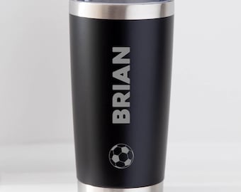 Personalised Football Name Insulated Travel Cup Mug Hot Cold Gifts Ideas Birthdays Christmas Best Coach Manager End Of Season Footy