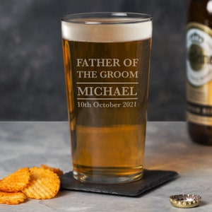 Vidrio pint personalizado para padre del novio boda favores gracias regalos ideas fichas presenta ideas ideales