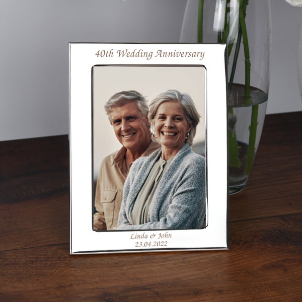 Personalised 40th Wedding Anniversary Silver Photo Frame Gifts Ideas For Ruby Couple Mum Dad
