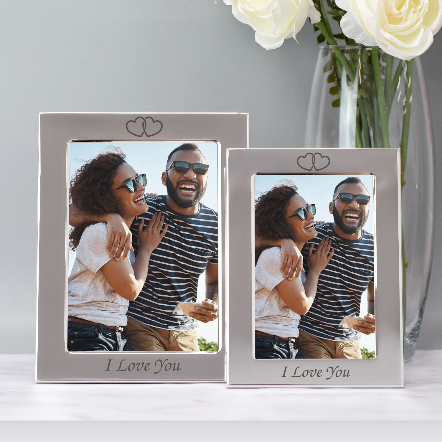Marco de fotos personalizado Love Never Fails, 5 x 7 pulgadas, romántico  personalizado, para boda, compromiso, día de San Valentín, regalos de boda