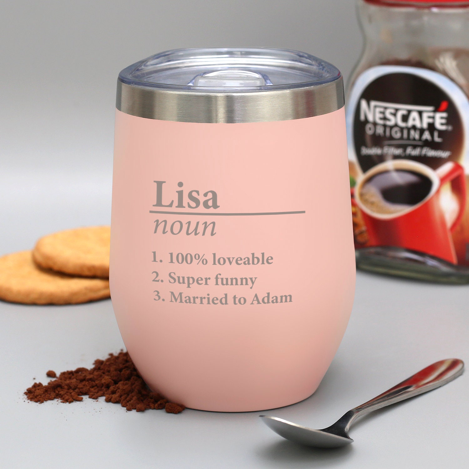 Personalised Name Definition Thermos Travel Cup Laser Engraved Gifts Ideas Presents For Mum Dad Birthday Christmas Mothers Fathers Day