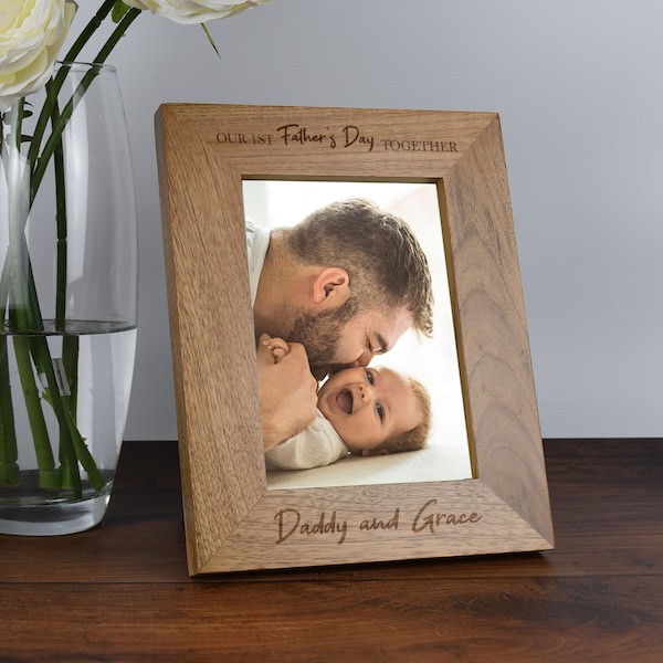 Personalised Our First Father's Day Together Wooden Photo Frame 4x6 5x7 Gifts Ideas & For Father's Day New Baby New Dad Daddy First