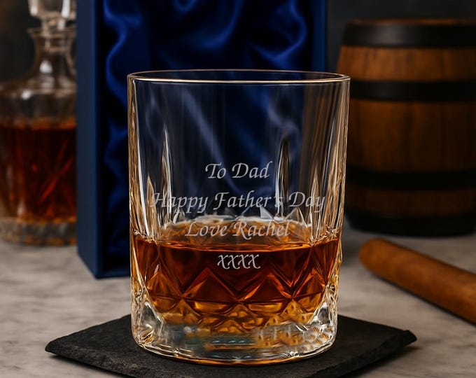 Personalised Message Crystal Panel Glass Tumbler Gifts Ideas For Birthdays Christmas Fathers Day Dad Mum Womens Mother's Day