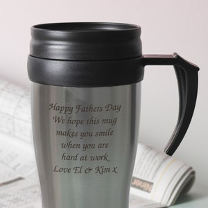 Tasse de voyage personnalisée en acier inoxydable avec message thermos thermique amateur de buveur de thé fête des pères des mères cadeaux de noël cadeaux d&#39;anniversaire