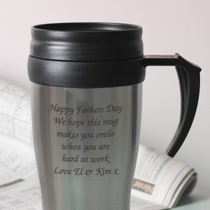 Personalised Stainless Steel Any Message Travel Mug Thermal Thermos Tea Drinker Lover Mother Fathers Day Christmas Gifts Presents Birthday