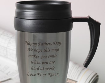 Personalised Stainless Steel Any Message Travel Mug Thermal Thermos Tea Drinker Lover Mother Fathers Day Christmas Gifts Presents Birthday