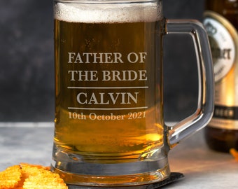 Personalised Father Of The Bride Stern Glass Tankards Gifts Ideas Presents For Wedding Favours Thank You Tokens