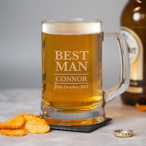 Jarras de cristal personalizadas para bodas, ideas de regalo, regalos para padrinos, acomodadores, padrinos de boda, recuerdos para el padre de la novia, fichas de agradecimiento