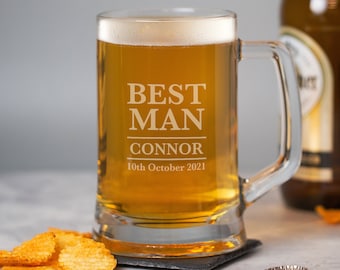 Personalisierte Hochzeit Stern Glas Tankards Geschenke Ideen Geschenke für Trauzeuge Usher Groomsman Vater der Braut Gefälligkeiten Danke Tokens