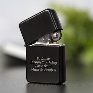 Personalised Any Message Black Lighters Gifts Ideas For Birthday Christmas Fathers Day Mens Boys Dad Uncle Son 18th 21st 30th 40th 50th