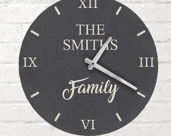 Personalised Family Slate Clock Gifts Ideas For New Home House Warming Presents