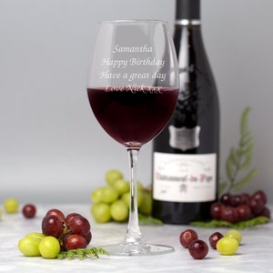 Personalised Large Any Message Wine Glass  Engraved  Gifts Ideas For Him Her Mens Womens Birthday Fathers Day Mothers Valentines Christmas