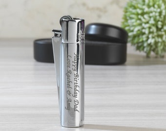 Personalised Silver Steel Clipper Lighters Gifts Ideas For Birthday Him Her Christmas Engraved Custom Laser Message Text