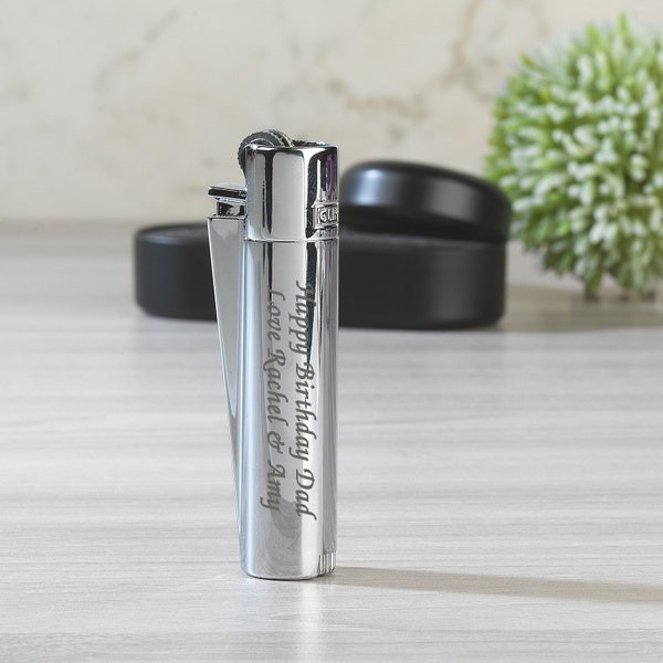 Personalised Silver Steel Clipper Lighters Gifts Ideas For Birthday Him Her Christmas Engraved Custom Laser Message Text