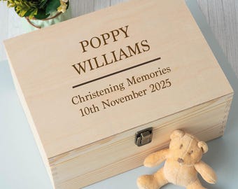 Personalised Christening Keepsake Box | Engraved Memory Chest