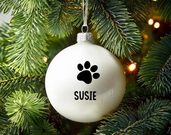 Personalised Paw Print Christmas Bauble In Loving Memory Remembering Remembrance Missed Baubles Heaven Xmas Couples Home Housewarming Family