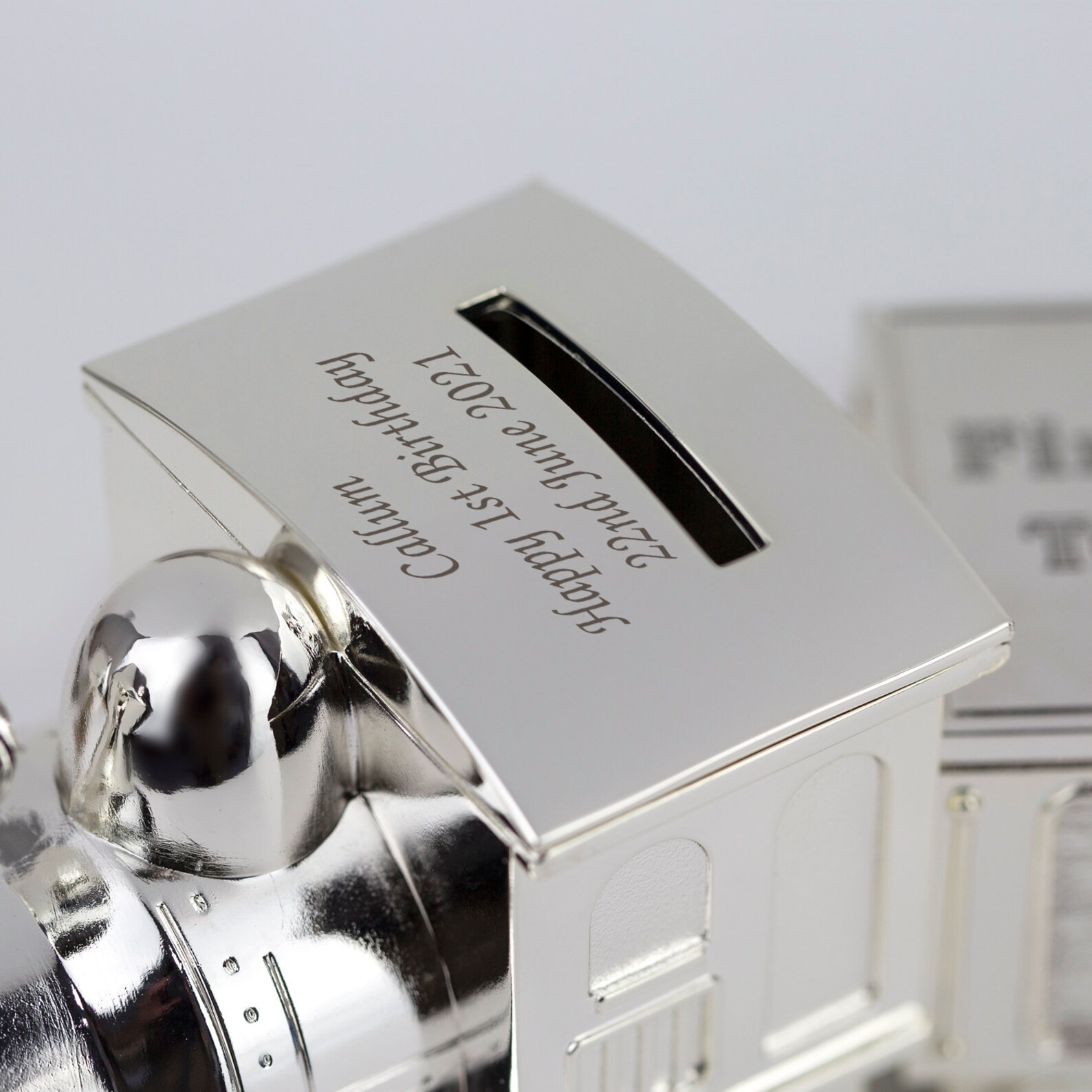 Personalised Train Money Box With Tooth & Curl Trinket Box - Etsy UK