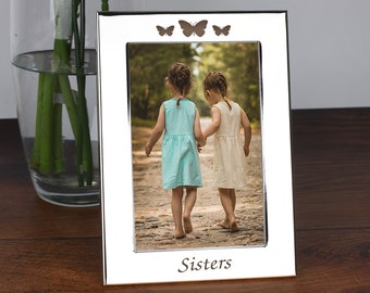 Engraved Sisters Butterflies Photo Frame 4x6 Pictures Frames Gifts Ideas For Special Sister Birthday Christmas Best Friend Twins