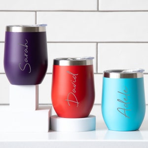 Personalised Large Name Insulated Travel Cup Tumblers Gifts Ideas For 12oz Hot Cold Coffee Tea Birthday Christmas Mothers Fathers Day