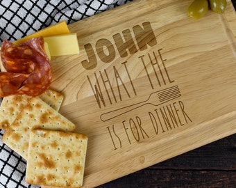 Personalised What The Fork Wooden Chopping Board Engraved Gift Ideas For Cooking Lover Chef Kitchen New Home Birthday Christmas Novelty