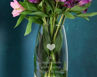 Personalised Heart Glass Bullet Vase Vases 26cm Gifts Ideas For Her Womens Flowers Birthday Christmas Love Valentines Day Anniversary