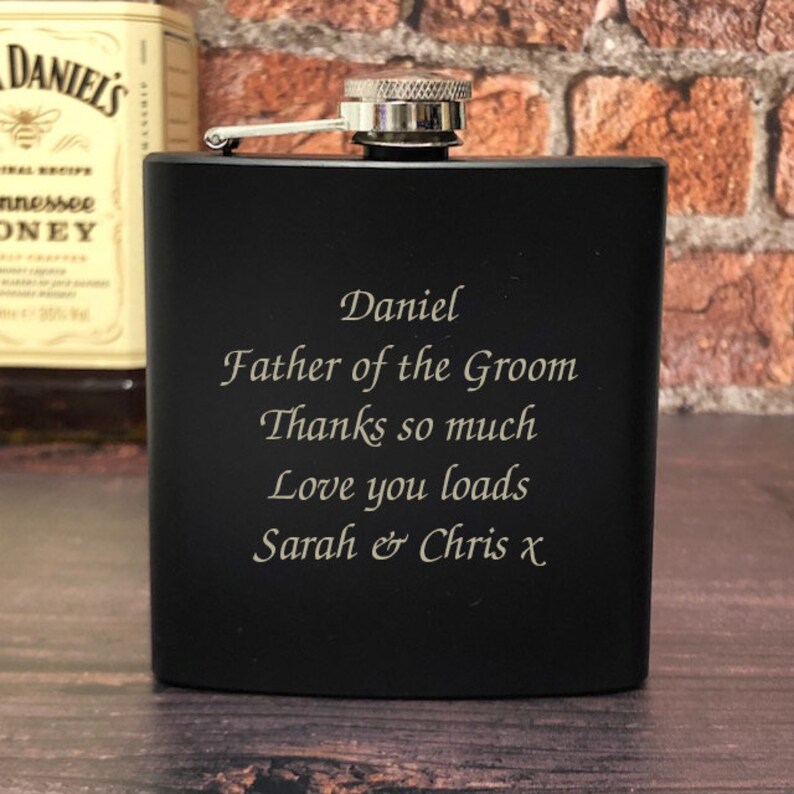 Personalised 6oz Black Hip Flask Gifts Ideas Presents For Birthday Message Christmas Mothers Fathers Day Him Her Mens Women/'s Wedding