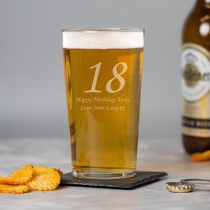 Personalised Age Glass Pint Gifts Ideas Presents For Birthday 18th 21st 30th 40th Mens Him Dad Son