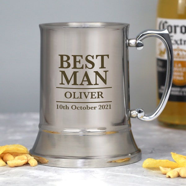 Personalised Best Man Stainless Steel Tankard Gifts Ideas For Wedding Favours Thank You Gifts Ideas Tokens Day Men Engraved