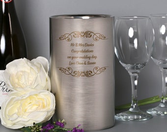 Personalised Stainless Steel Wine Coolers For Home House Warming Ideas New Gifts Wedding Ideas Anniversary Mr and Mrs Ice Bucket Any Message
