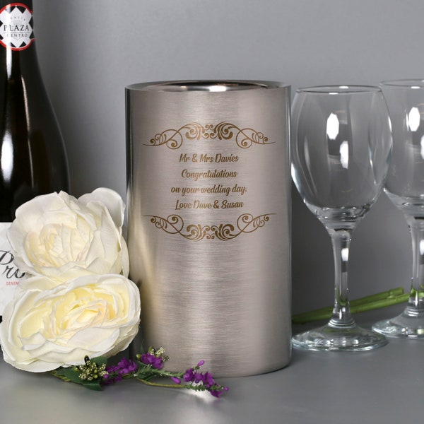 Personalised Stainless Steel Wine Coolers For Home House Warming Ideas New Gifts Wedding Ideas Anniversary Mr and Mrs Ice Bucket Any Message