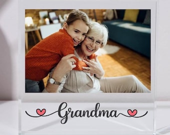 Personalised Photo Glass Block, Grandma Design, Custom Photo Upload