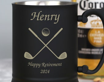 Personalised Golf & Clubs Stainless Steel Tankard Gifts Ideas For Men Him Dad Son Birthday Christmas Fathers Day Retirement Beer Pint