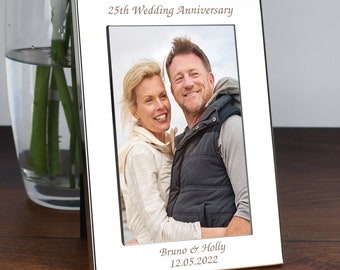 Personalised 25th Wedding Anniversary Silver Photo Frame Gifts Ideas For Couple Mum Dad